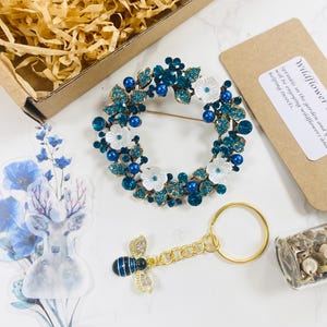 Winter Flower Brooch Gift Box Set - Self Care Letterbox Gift, Flower Birthday Gifts for Women, Nature Lover Hamper, Themed Accessories