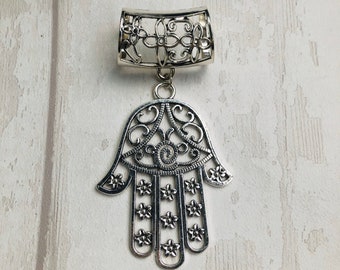 Silver Hamsa Scarf Bail, Silver scarf bail, scarf pendant, scarf ring, scarf slider, scarf jewelry, scarf jewellery