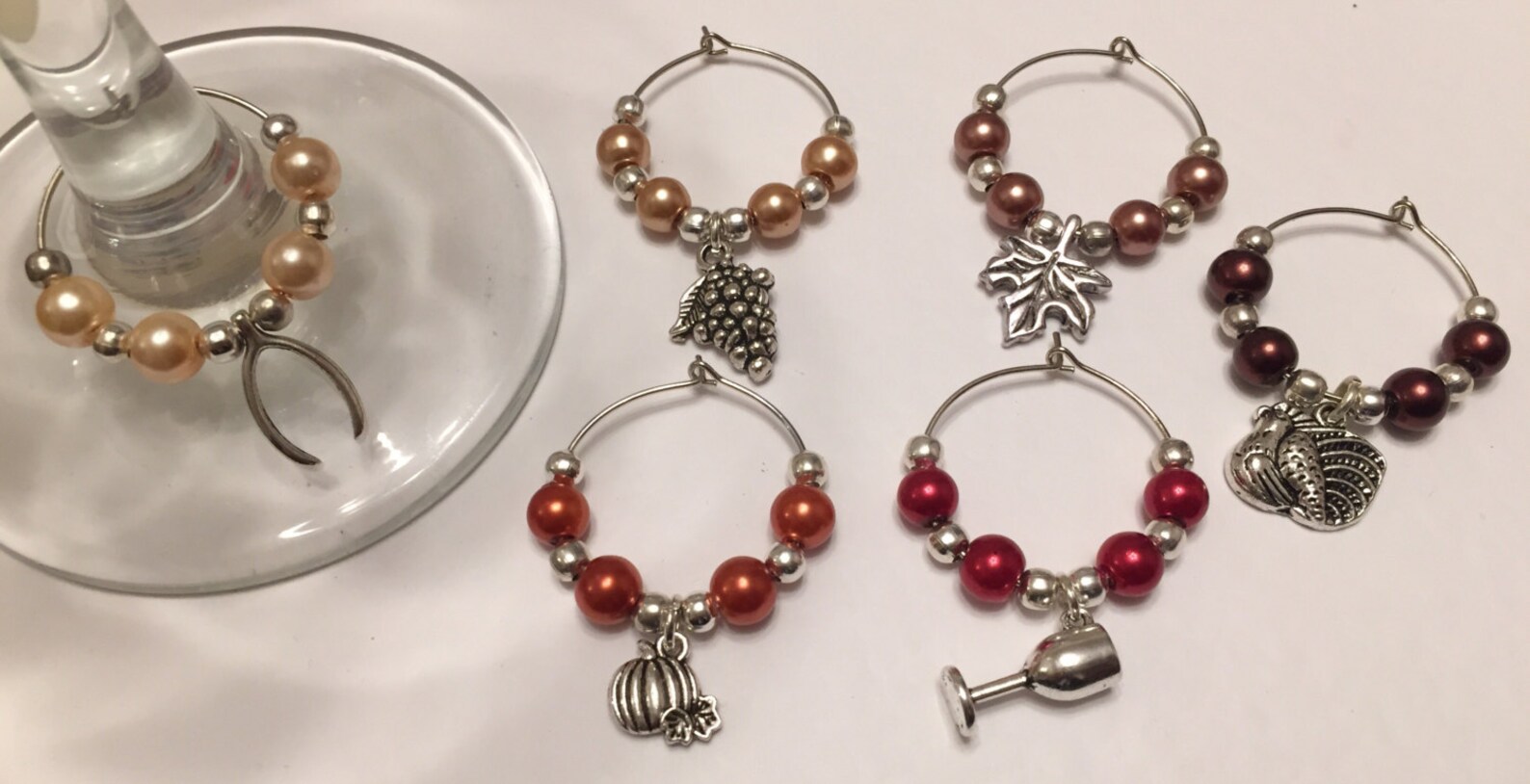 Thanksgiving Harvest Autumn Wine Glass Charms Thanksgiving Etsy UK