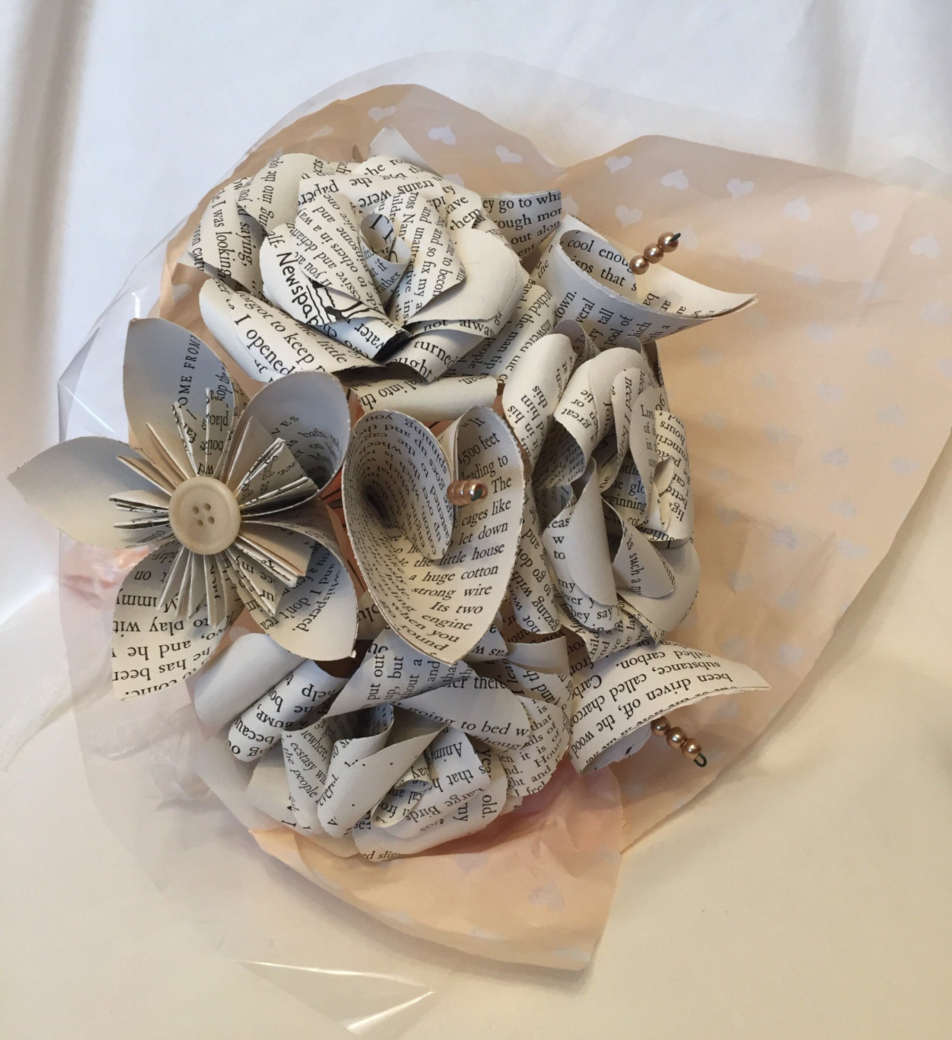 Book Page Flower Bouquet Paper Flowers Bridal Bouquet Etsy UK