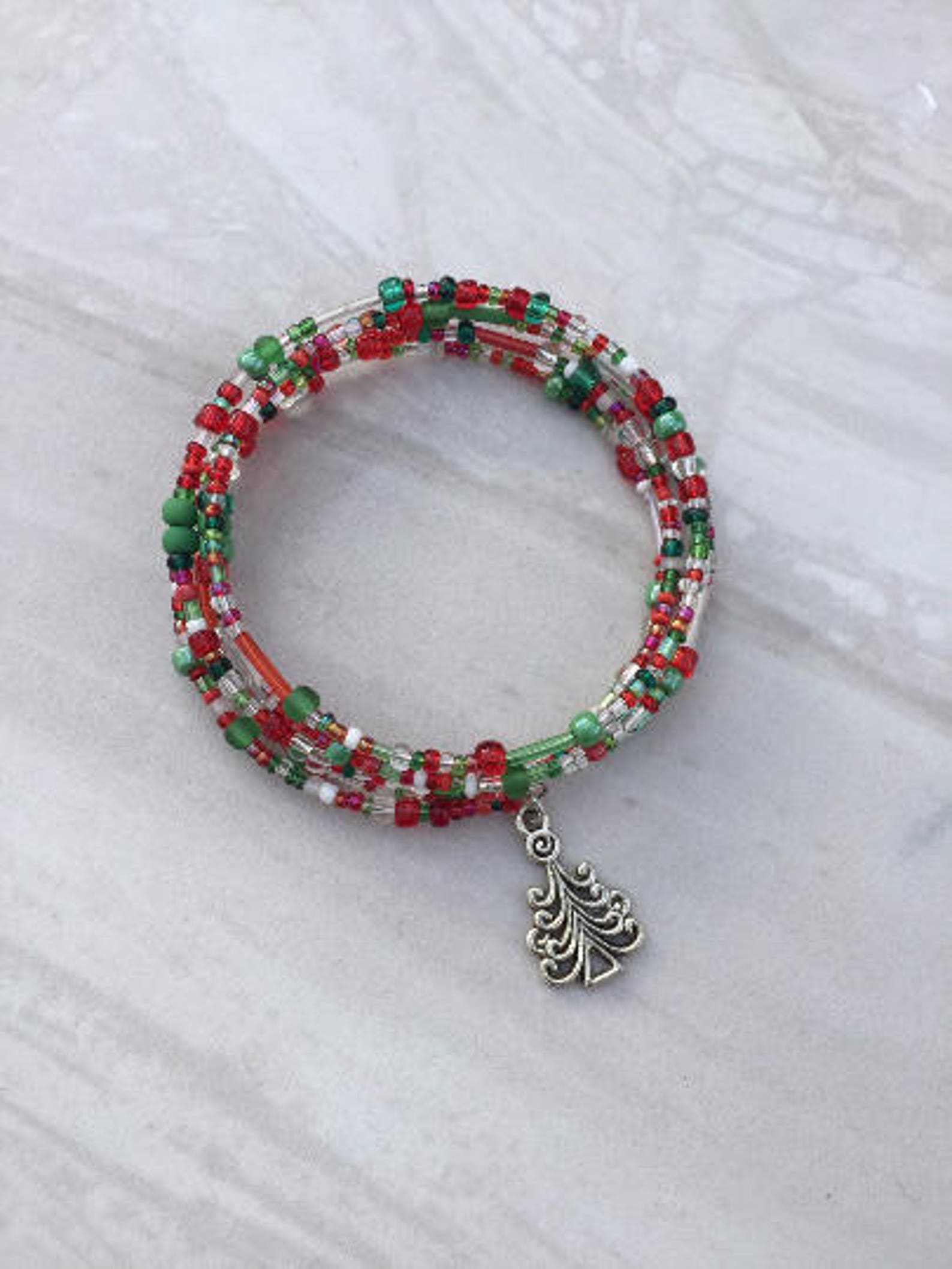 Christmas bracelet memory wire bracelet wrap bracelet | Etsy