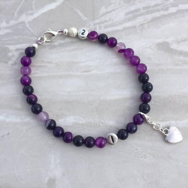 Purple weight loss tracker bracelet, slimming aid, weight loss, lifestyle aid, weight watchers, gift for her, purple agate bracelet,diet aid