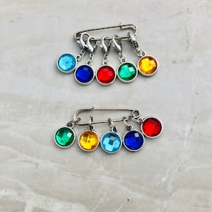 Coloured Rhinestone Stitch Markers, stitch markers, knitting supplies, progress markers, progress keepers, craft supplies, crochet markers