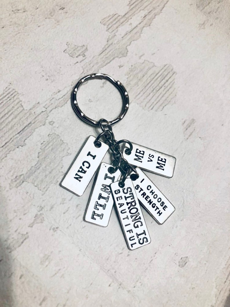Fitness keychain motivational keyring gym keychain silver | Etsy
