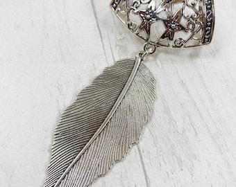 Silbernes Blatt Tuchring, Schal Anhänger Silber, Schal Anhänger, Schal Anhänger, Schal Anhänger, Schal Anhänger, Schal Schmuck - Geschenk für sie, Accessoire