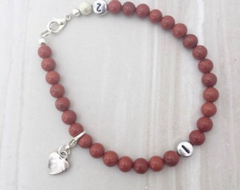 Pulsera de seguimiento de pérdida de peso de jaspe rojo, ayuda para adelgazar, pérdida de peso, ayuda para un estilo de vida saludable, regalo para ella, pulsera de jaspe rojo