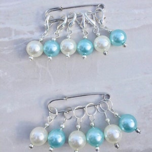 Blue Pearl Bead Stitch Markers, stitch markers, knitting supplies, progress markers, craft supplies, crochet markers