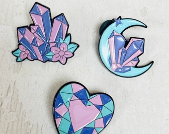 Pastel Geometric Design Enamel Pin Badges - pastel lapel pins - set of 3 enamel pin badges