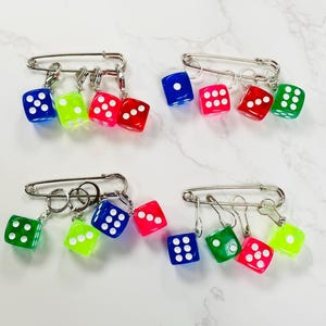 Large Bright Dice Stitch Markers, stitch markers, knitting supplies, progress markers, craft supplies, crochet markers