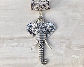 Elephant Scarf Bail, Silver scarf bail, scarf pendant, scarf ring, scarf slider, scarf accessory, scarf jewelry, scarf charm