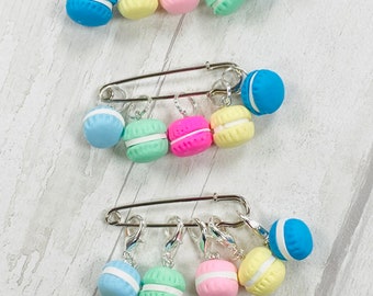 Macaron Lightweight Polymer Clay Charm Stitch Markers, progress markers / keepers for knitting and crochet