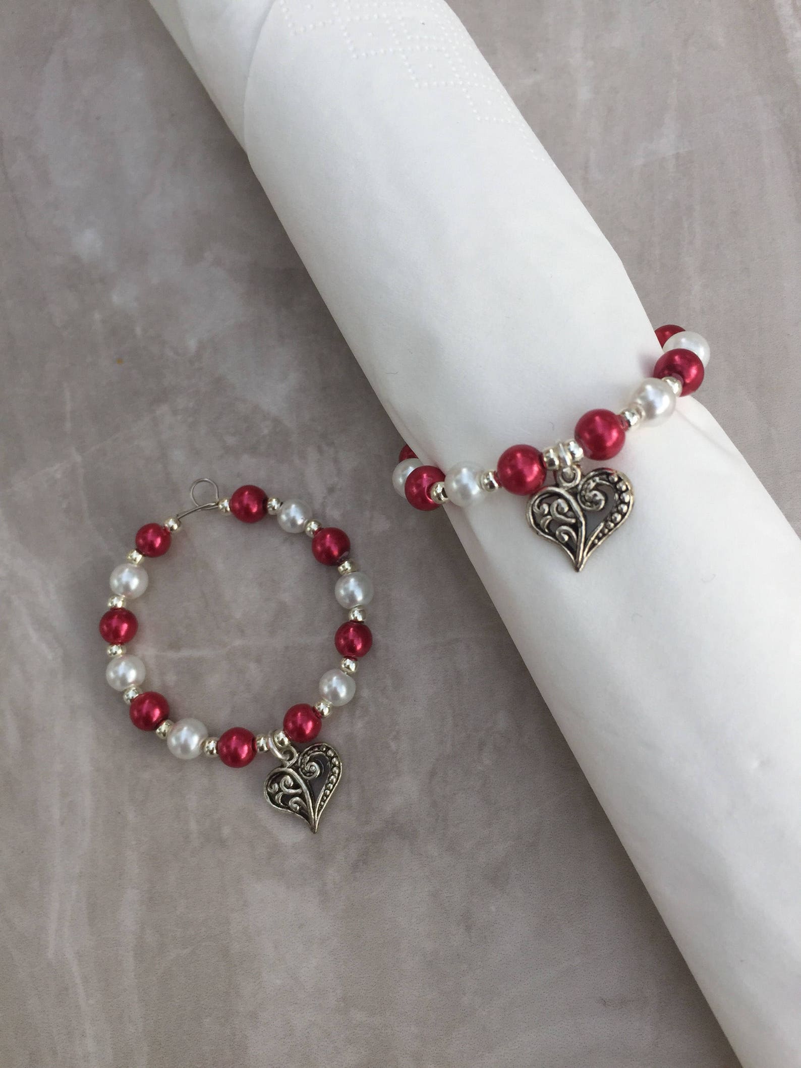 Valentine napkin rings serviette rings valentine's day Etsy