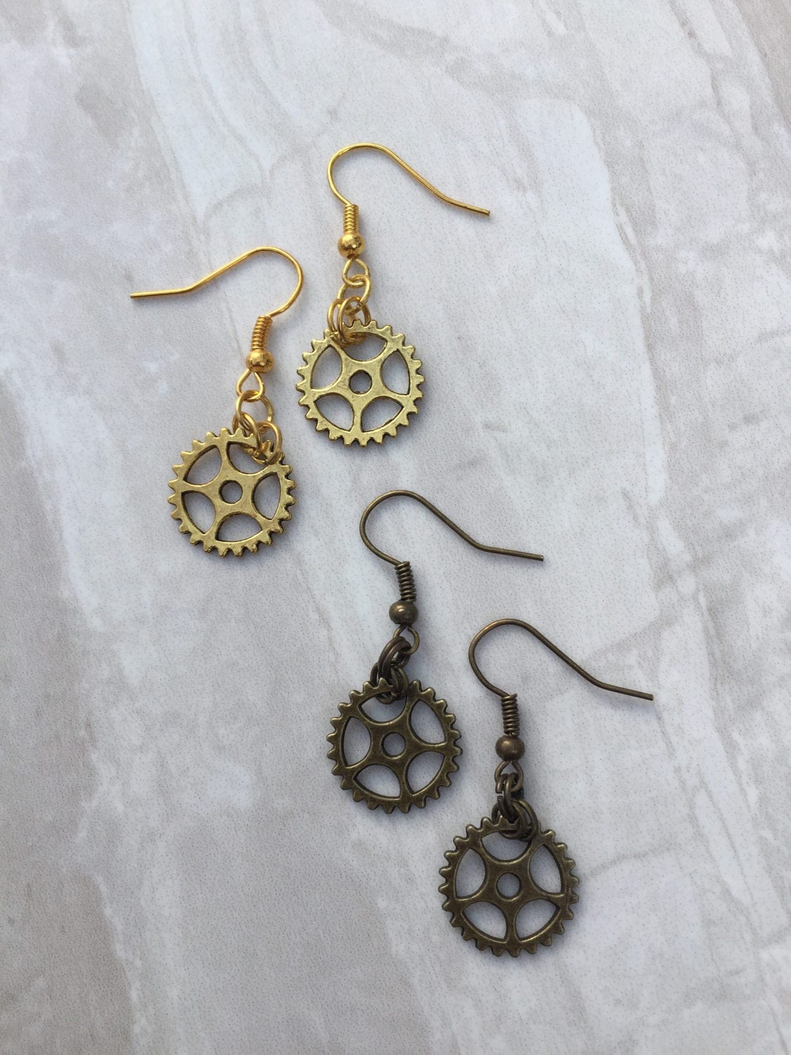 Steampunk earrings unique made of all metal gears