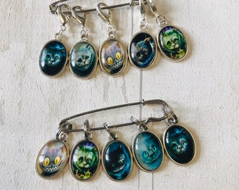 Marcadores de ponto Cheshire Cat Design, marcadores de ponto, suprimentos de tricô, marcadores de progresso, suprimentos de artesanato, marcadores de crochê