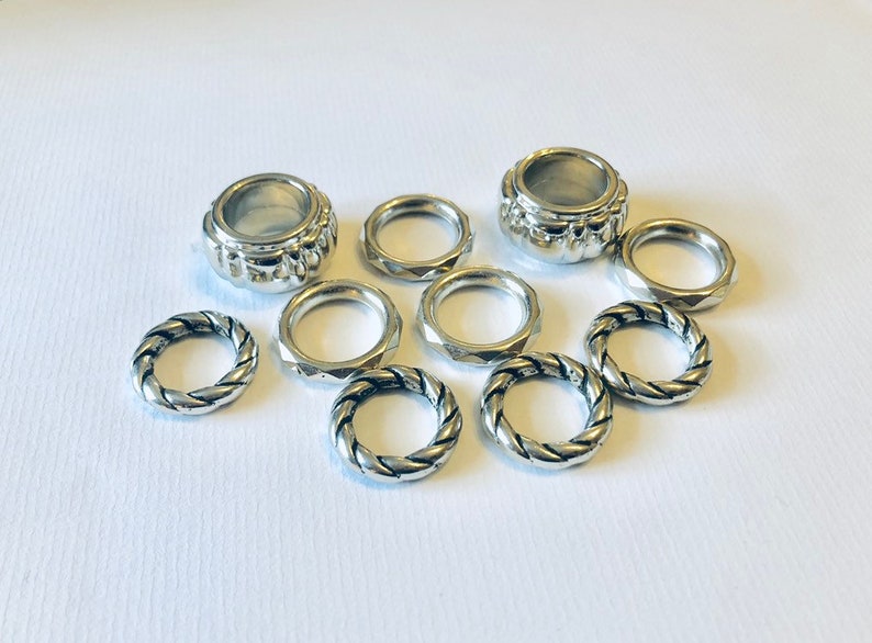 Silver Coloured Scarf Beads 10pcs, Silver scarf bail, scarf tube, scarf ring, scarf slider, scarf jewelry, scarf jewellery, scarf charm image 4