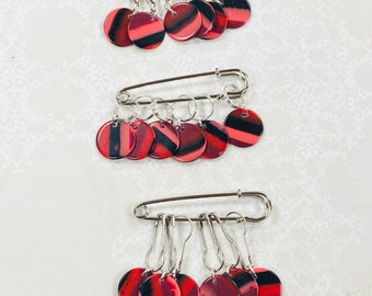 Lightweight Resin Red Disc Charm Stitch Markers, stitch markers, knitting supplies, progress markers, crochet markers, progress keepers
