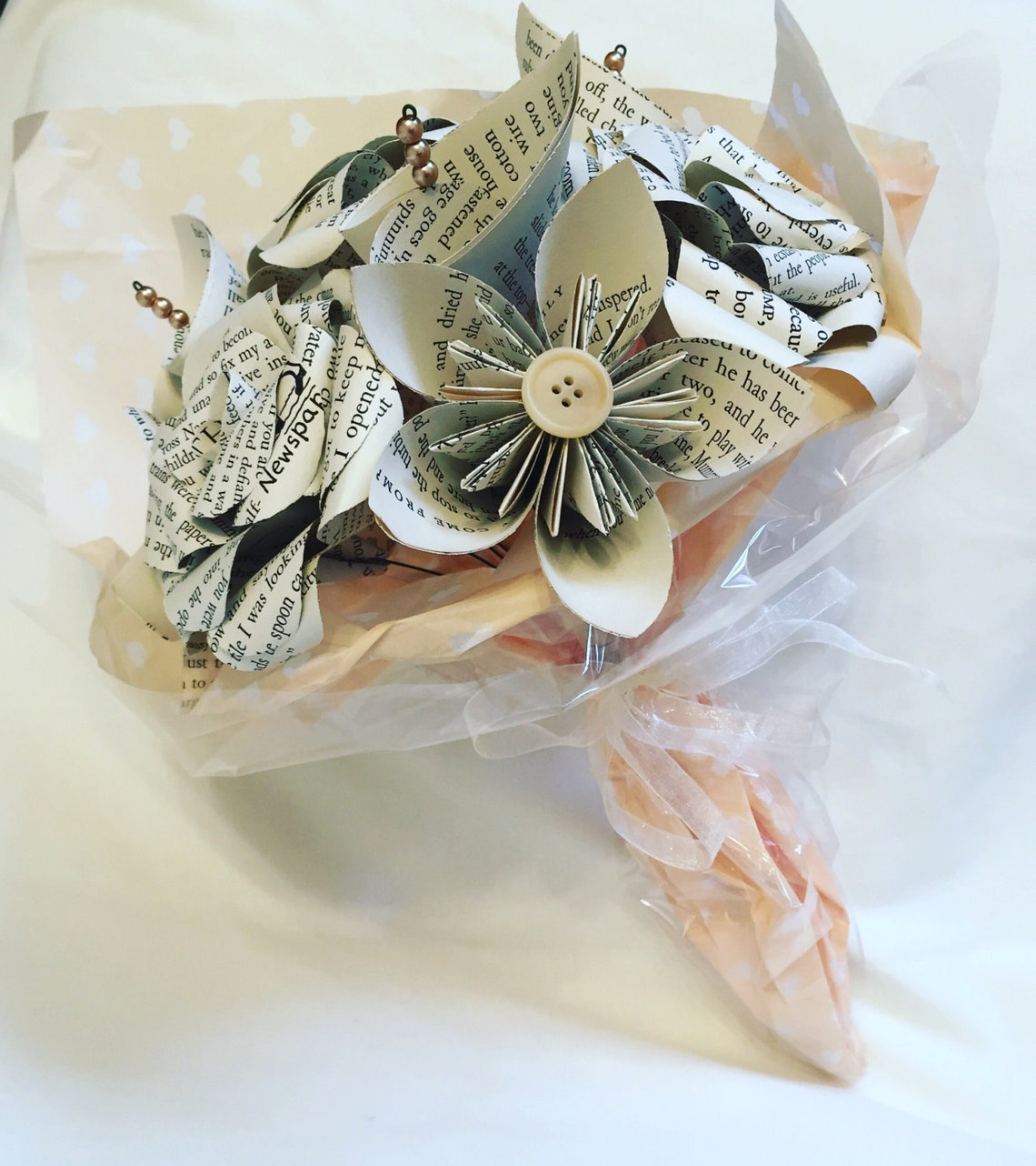 Book Page Flower Bouquet Paper Flowers Bridal Bouquet Etsy UK