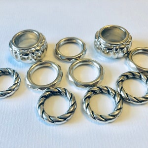 Silver Coloured Scarf Beads 10pcs, Silver scarf bail, scarf tube, scarf ring, scarf slider, scarf jewelry, scarf jewellery, scarf charm image 7