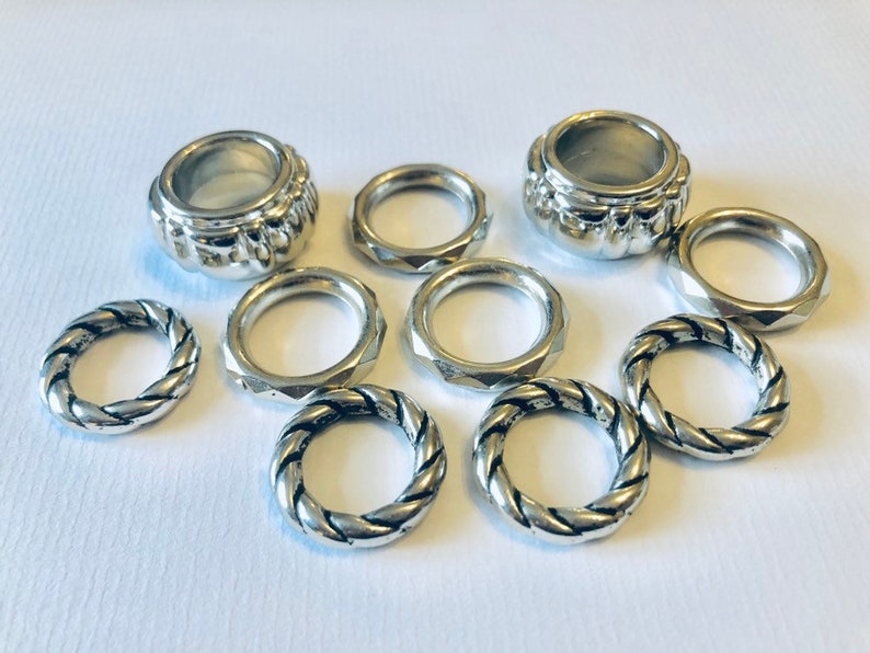 Silver Coloured Scarf Beads 10pcs, Silver scarf bail, scarf tube, scarf ring, scarf slider, scarf jewelry, scarf jewellery, scarf charm image 7