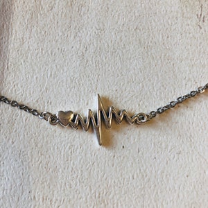Heartbeat Necklace: Stainless Steel EKG Charm, Medical Gift