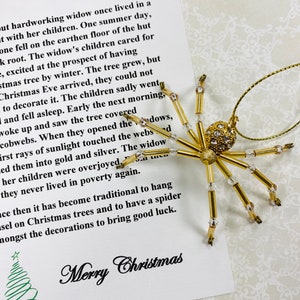 Golden Lucky Beaded Christmas Spider, traditional lucky decoration