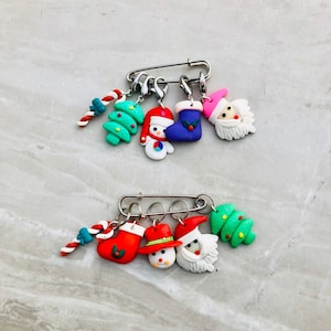 Weihnachtliche Maschenmarkierer aus Ton - ideal zum Stricken und Häkeln