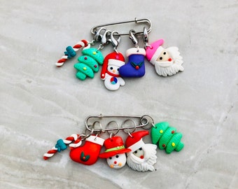 Clay Christmas Stitch Markers, progess markers / keepers - perfect for knitting and crochet