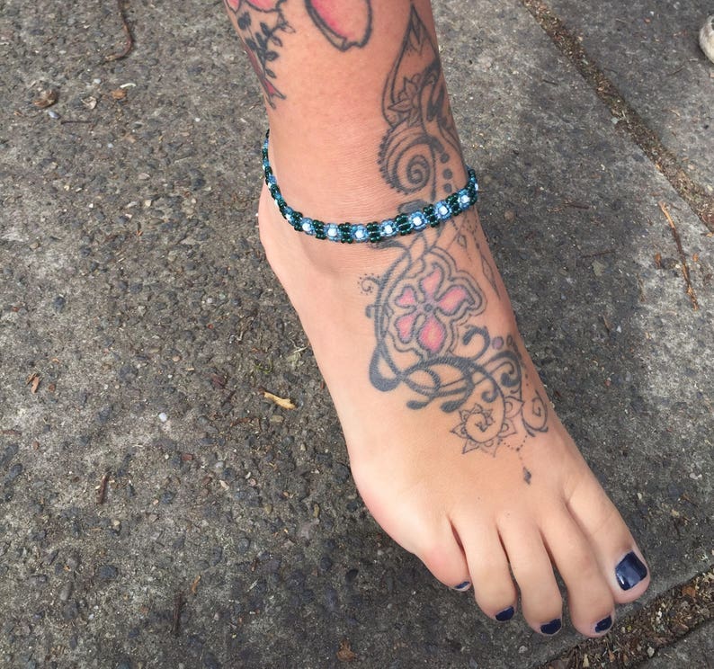 Beaded flower anklet seed bead anklet poppy anklet beaded Etsy