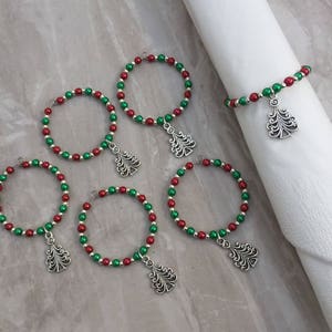 Serviettenringe mit Weihnachtsbaumperlen, Serviettenringe - perfekt für Weihnachtsfeiern, Dinnerpartys