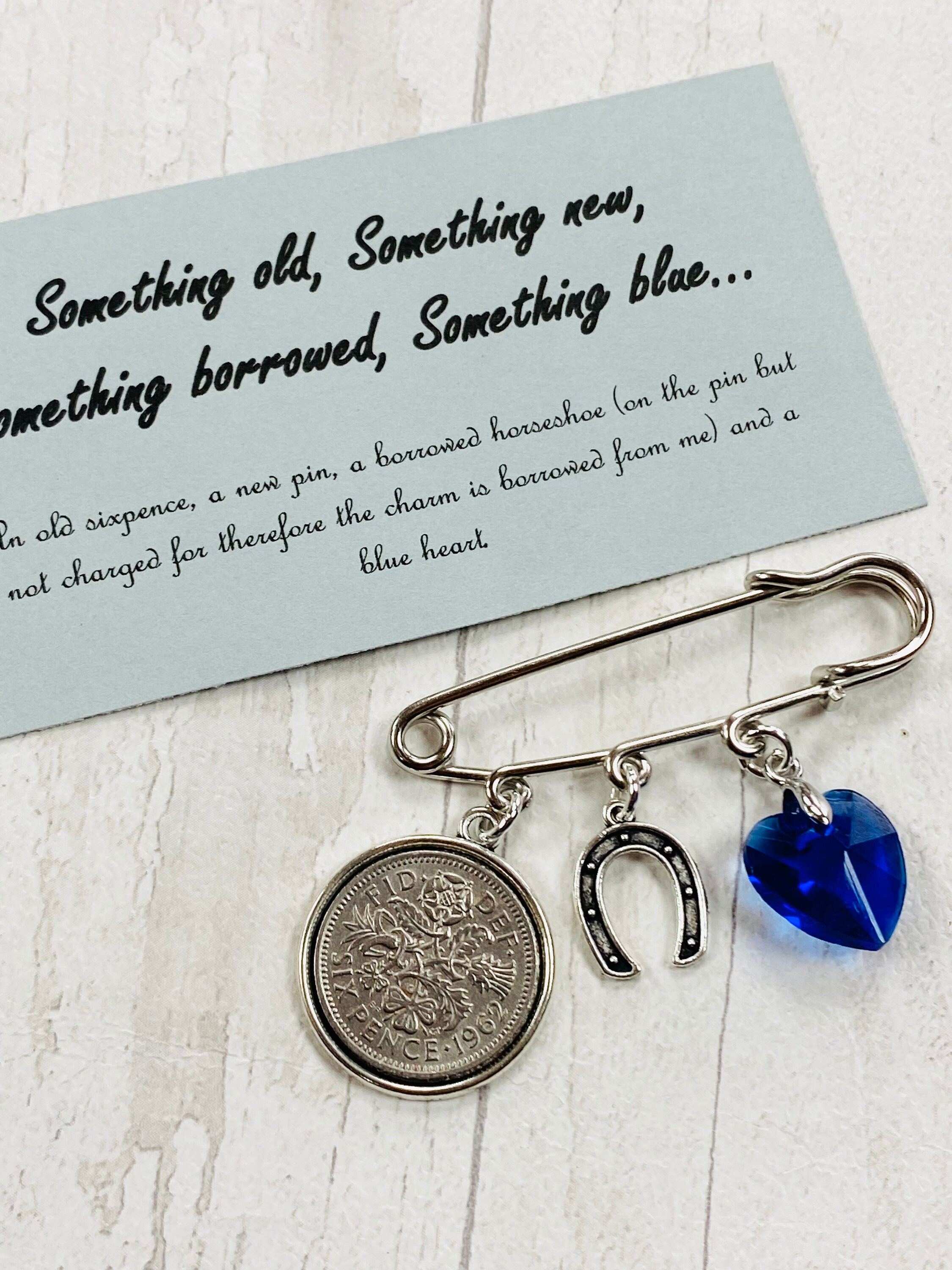 Charm "Something Blue" Pour Mariée - Porte-clés Ange Avec Carte, Ruban Bleu Et Perles