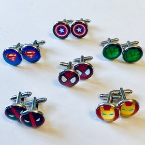 Superhero logo themed cufflinks, ideal for parties, graduation, weddings, birthday or anniversary image 4