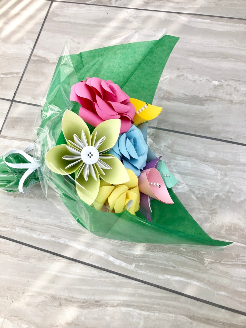 Paper Flower Bouquet Paper Flowers Bridal Bouquet Etsy UK