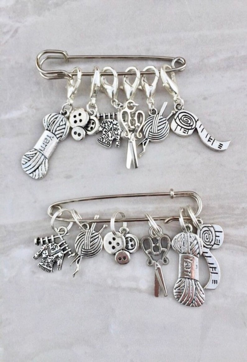 Silver Knitting Sewing Charm Stitch Markers Progress Markers Etsy UK