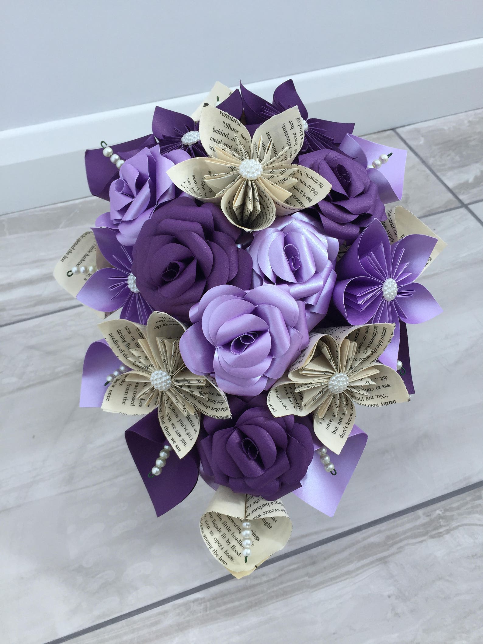 Paper Flower Bridal Bouquet, Paper Flower Cascade Bouquet, Wedding Paper Flower Bridal Bouquet, Paper Flower Cascade Bouquet, Wedding