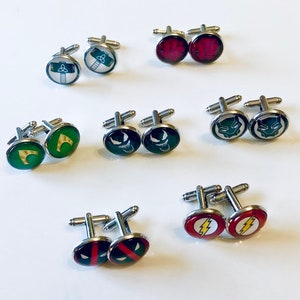 Superhero logo themed cufflinks, ideal for parties, graduation, weddings, birthday or anniversary image 3