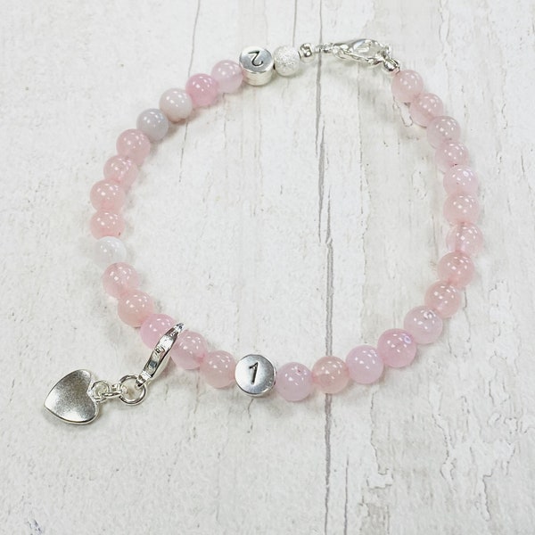 Pink Rose Quartz weight loss tracker bracelet, slimming and diet aid, motivational accessory, gift for her