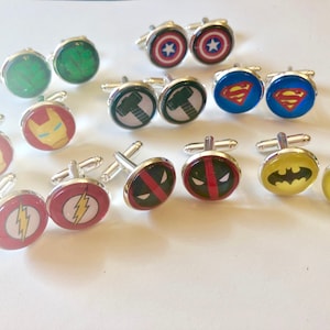 Superhero logo themed cufflinks, ideal for parties, graduation, weddings, birthday or anniversary image 9