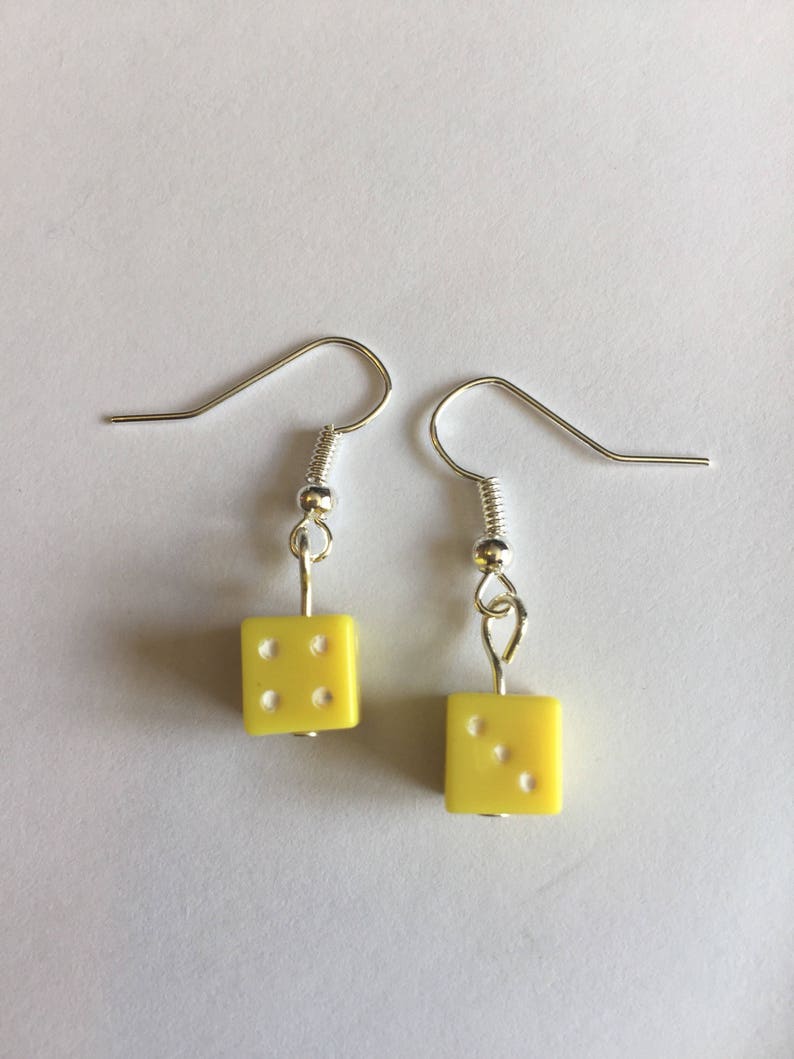 Coloured Dice Dangle / Drop Earrings Casino Themed Perfect Etsy