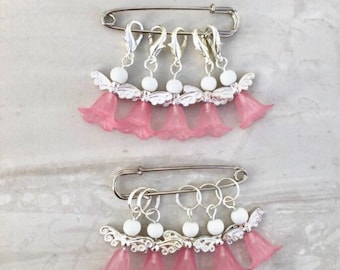 Pink Fairy Bead Stitch Markers / Progress Keepers - ideal for knitting or crochet