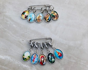 Religious Design Stitch Markers, stitch markers, knitting supplies, progress markers, craft supplies, crochet markers