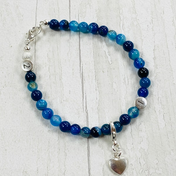 Blue weight loss tracker bracelet, slimming aid, weight loss, lifestyle aid, weight watchers, gift for her, blue agate bracelet, dieting aid