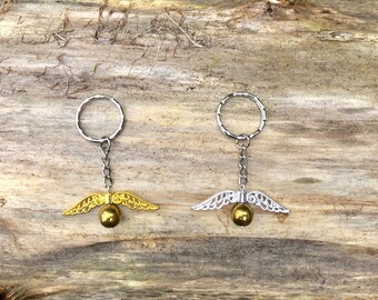Golden Snitch keyring, golden snitch keychain, quidditch key ring, gift for him, gift for her, metal keychain