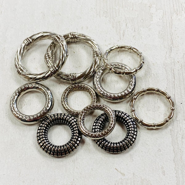 10pcs perles de foulard argentées, bélière en argent, tube pour foulard, anneau pour foulard, curseur pour foulard, bijoux écharpe, bijoux écharpe, breloque écharpe