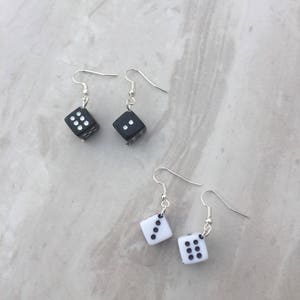Dice bead earrings, lucky dice earrings, drop earrings, novelty earrings, gift for her, stocking filler, gift for gamblers, casino earring