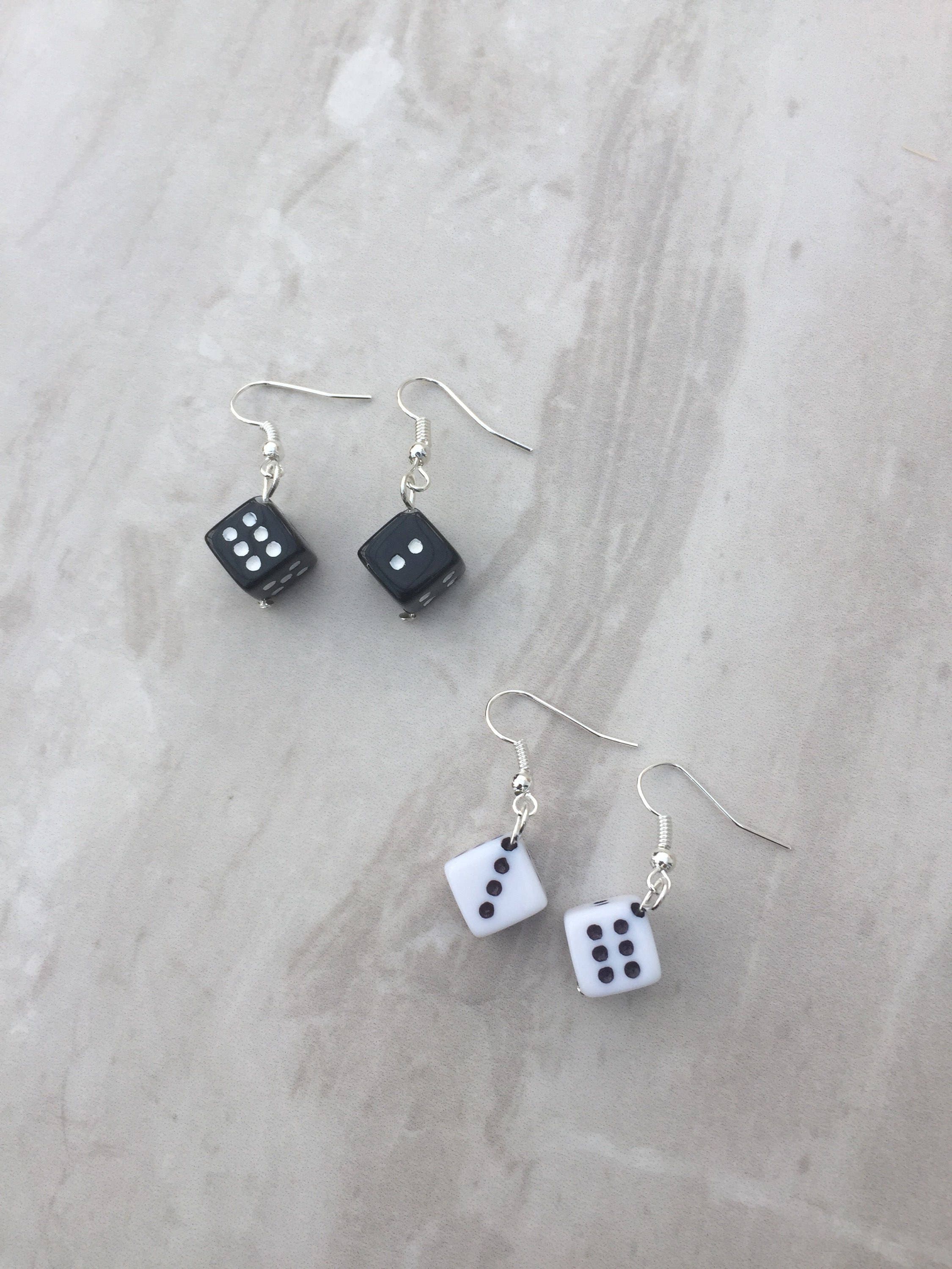 drop earrings gift for gamblers novelty earrings Red Dice dangle earrings gift for her lucky dice earrings casino stocking filler