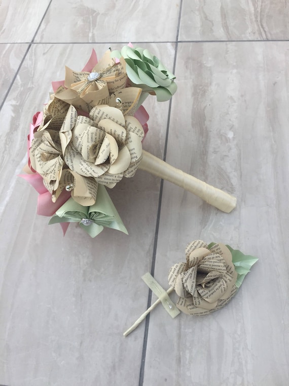 paper flower bridal bouquet and buttonhole paper flower bouquet wedding bouquet bridal bouquet wedding flowers throwing bouquet paper flower bridal bouquet