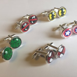 Superhero logo themed cufflinks, ideal for parties, graduation, weddings, birthday or anniversary image 8