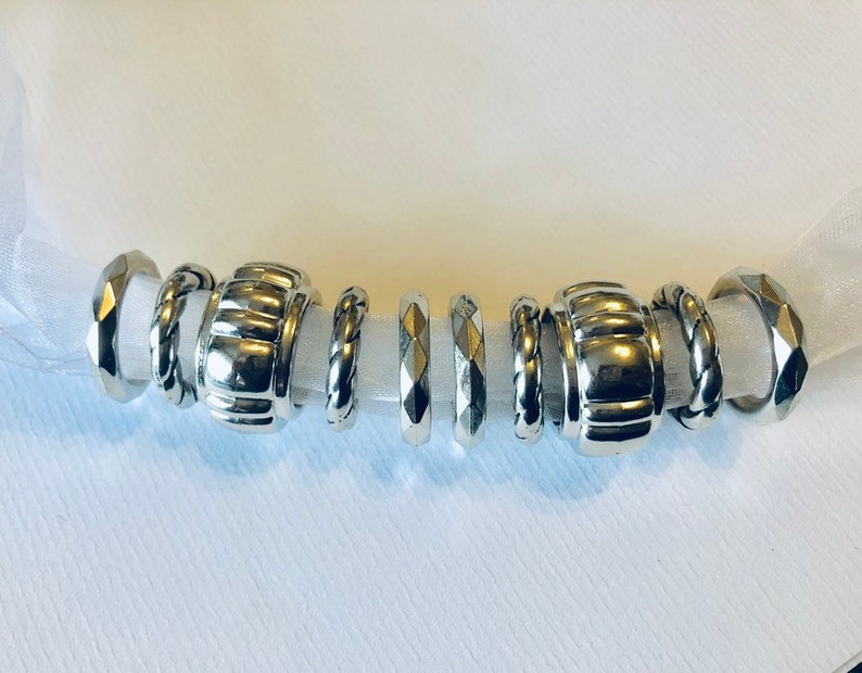 Silver Coloured Scarf Beads 10pcs, Silver scarf bail, scarf tube, scarf ring, scarf slider, scarf jewelry, scarf jewellery, scarf charm image 5