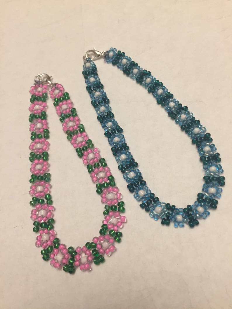 Beaded flower anklet seed bead anklet poppy anklet beaded Etsy