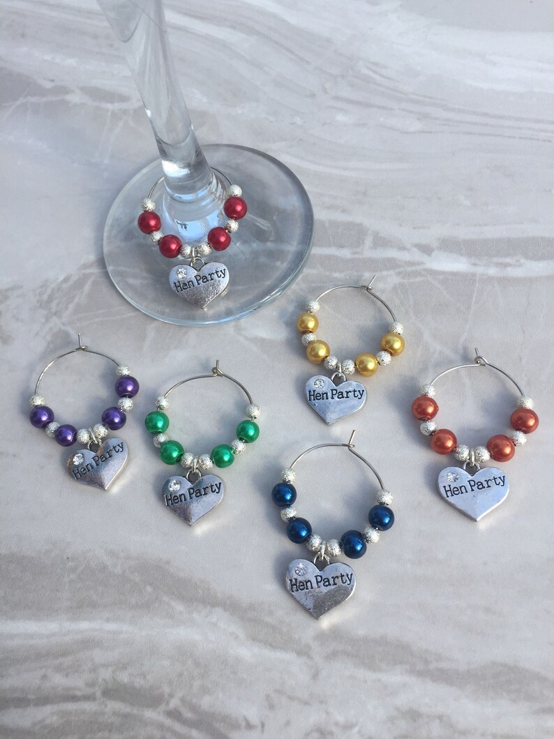 Hen party wine glass charms wedding favours party charms Etsy